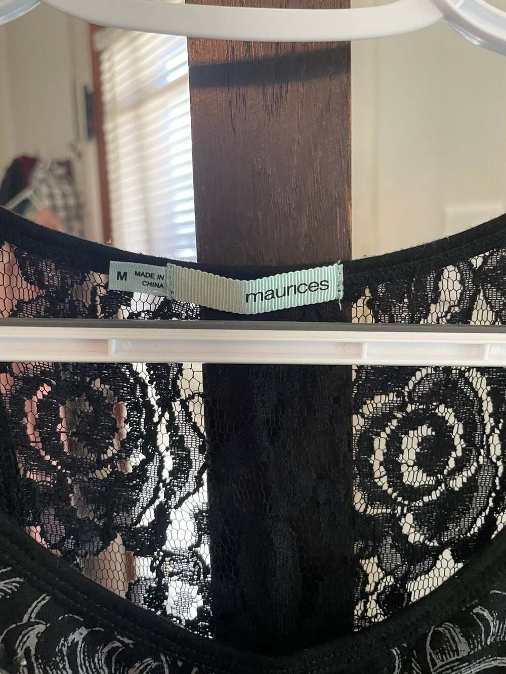 Maurices Black Graphic Cross Beaded Lace-Back Tank Top - Picture 3 of 3